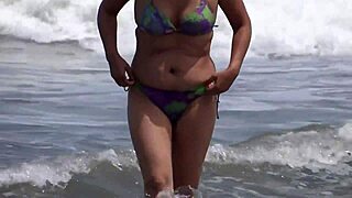 beach temptress masturbates wildly eyeing stepsons huge throbbing cock up close