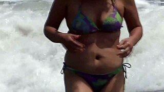 beach temptress masturbates wildly eyeing stepsons huge throbbing cock up close