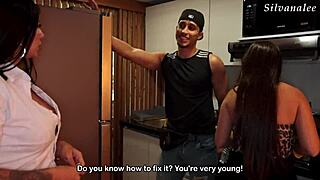 lonely milf silvana lee chats up strangers milan rodriguez and ema ribeiro for a steamy threesome invite