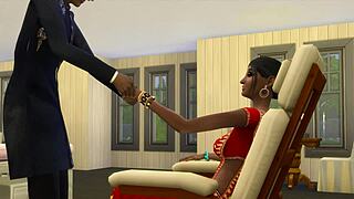 indian stepmom massages virgin stepson's big cock at work leading to creampie relief