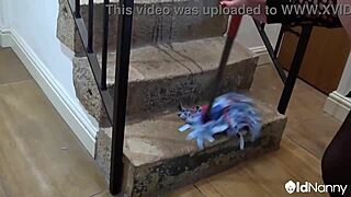 British MILF Auntie Trisha's solo stair tease 😏🍑🔥