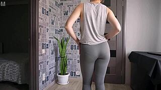 Athletic Milf's Tight Yoga Leggings Reveal Panty Tease Lines