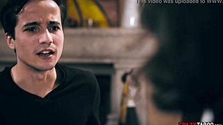 Mature milf cheats hairy pussy licked by teen peeping boy while hubby away!