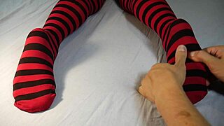 stripping socks for soles massage and tickling session