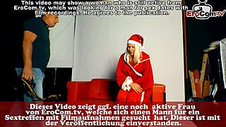 German blonde milf in xmas costume fucks passionately with husband homemade style