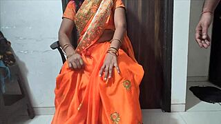 Indian stepmom dirty talks pussy licking creampie