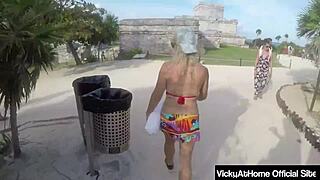 Bikini Milf Vicky Vette Fingers Big Clit Pussy Lips After Beach Tease