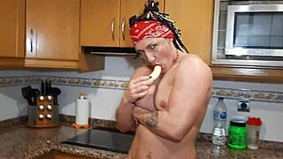 my muscular big ass milf wife squirts pussy creampie while bathing huge tits in warm milk