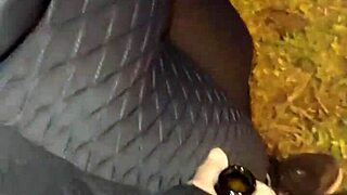 hot mature maid flashes huge tits ass on street