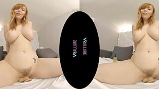 vrallure redhead milf toys shaved pussy with fiery vibrator