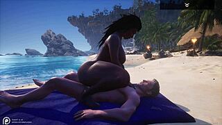 Big Ass Curvy Black Milf Jadeen Fucks Jason's Huge White Dick On Beach!