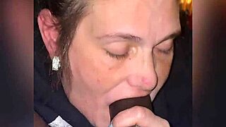 Stepmom's baby blue nails grip black cock for sloppy deepthroat gumjob