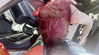 Old redhead teacher granny sloppy blowjob huge bbc cumshot in car public