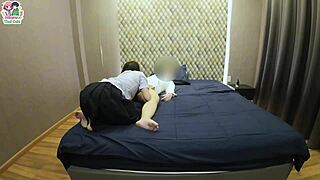 thai schoolgirl ninewthai sucks senior's cock for extra dorm cash