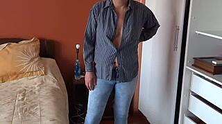 stepmom's big latina ass turns me on while i jerk off watching