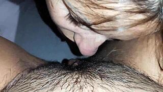 StepMom's Hairy Pussy Gets a Surprise Wake-Up Tongue Lashing