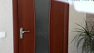 Wife calls neighbor to fix kettle then fucks doggy on bed.