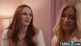 Lesbian Milf Stepmom Licks Teen Stepdaughter's Pussy Goodbye