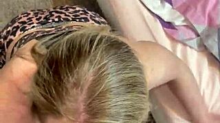 stepson comes to bedroom blonde milf blows his big cock