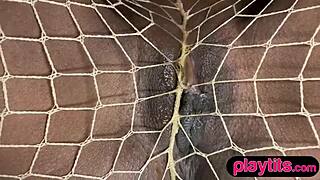 Petite Kinky Ebony Babe Milf Rams Big Dildo in Pussy While Vibrator Buzzes Her Asshole!