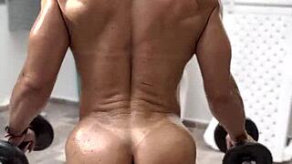 wanna see this muscular milf sweat during her nude outdoor workout?