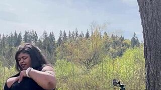 moaning wildly as big black cock stretches my milf pussy outdoors