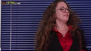 secretaries stroke colleague's cock hard in cfnm femdom group hj