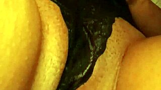 close up on hot brunette's juicy pussy lips soaking wet panties