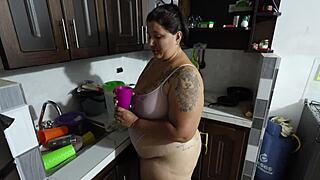 POV sex with huge ass big tits colombian milf riding rough!