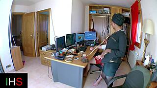 black milf slut takes cock in shaved pussy and tight ass