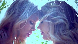 Two blondes fuck hard outdoors in lingerie and heels