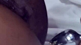 Stepdad rams ebony teen's big pussy and plugs tight ass