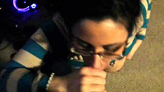 Glasses milf takes messy closeup facial cumshot from amateur blowjob