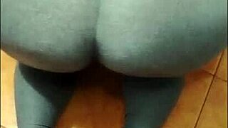 madrasta's see-through leggings cleaning... wanna peek at her thong pussy?