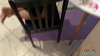 horny stepmom cheats kitchen christmas blowjob facial cum