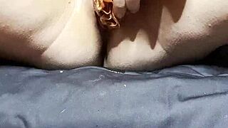 Muslim Arab Stepsister Masturbates with Forbidden Salami!