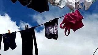 Neighbor milf slips off panties for secret masturbation session