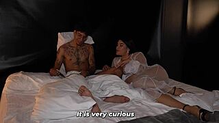 Stepmom shakes huge ass for stepson while hubby ignores her