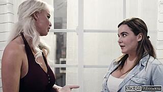 Big tits housekeeper tempts wife and husband into secret threesome swapping and wild group play