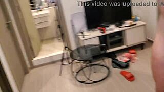 Stupid Cuck Hubby Watches Asian Hotwife Take Rough DP Threesome