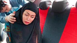 pretty indian stepmom in hijab handcuffed bent over fucked rough doggystyle in car by not-son