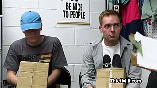 Housewife sneaks blowjob on officer's thick cock at work