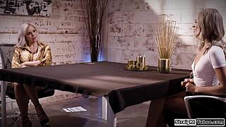 Blonde rims tattooed European milf's shaved pussy!