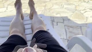 ever had a big titted milf finish your poolside jerkoff