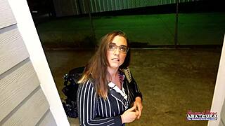 busty brunette celeste strips miniskirt masturbates then deepthroats cock for cumshot