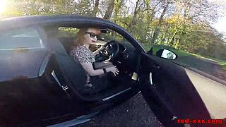 Big Tit British Mature Redhead Masturbates Car Orgasm