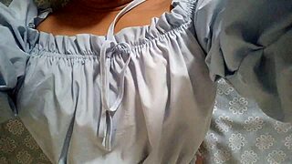 hot mexican milf fingers her huge wet pussy lips after lazy hubby fucks once