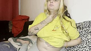 Swollen belly massage leads to couch burping fun