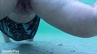 Stranger's Underwater Beach Creampie Fills Chubby Milf Pussy!