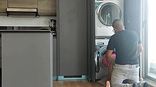 Latina Stepmom Stuck in Washer Takes Stepsons Hard Doggystyle